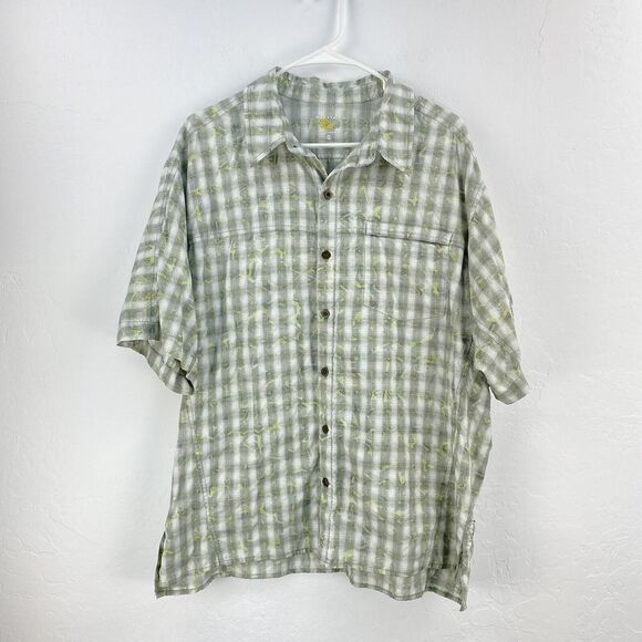 Mountain Hardwear Mens XL Button Up Shirt Green Outdoors Fishing Hiking‎ Camping - Picture 1 of 10
